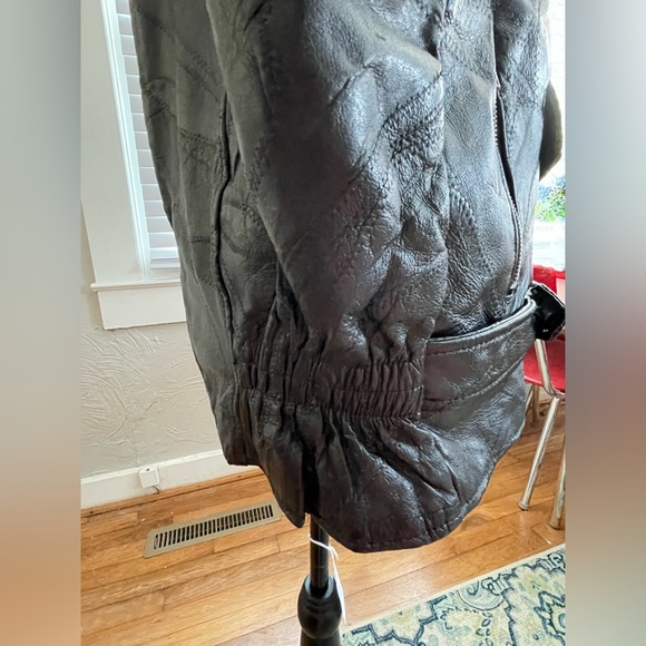 Flight Path Women’s Leather Patchwork Biker Bomber Flight Motorcycle Jacket Coat - Picture 4 of 10